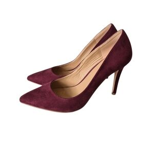 Ever New Burgundy Faux Suede Heels Pointy Toes